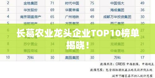长葛农业龙头企业TOP10榜单揭晓！