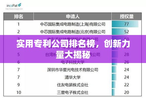 实用专利公司排名榜，创新力量大揭秘